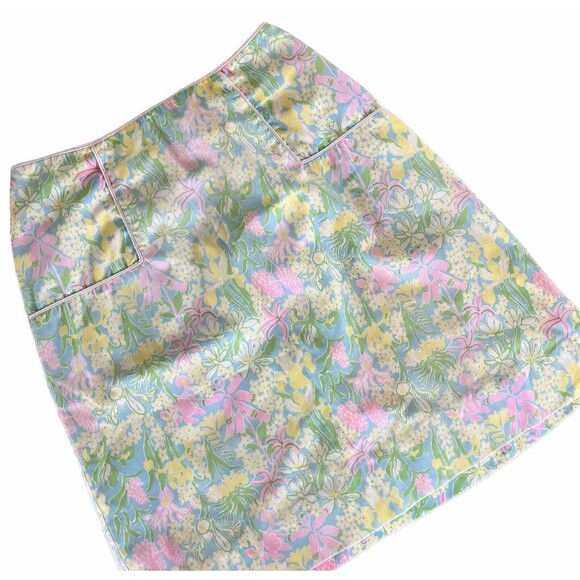 Vintage RARE 60s 70s The Lilly Pulitzer High Waist Floral A-Line Skirt Size 8 - Picture 1 of 6